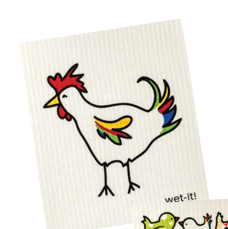 ! Multicolored Cotton Rooster Dish Cloth 1 Pk