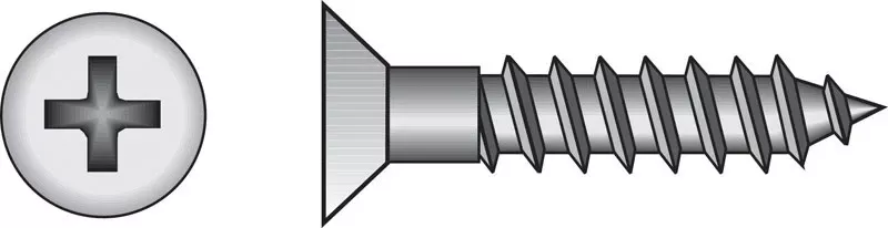 No. 8 Ga. X 1 In. L Phillips Zinc-plated Coarse Wood Screws 100 Pk