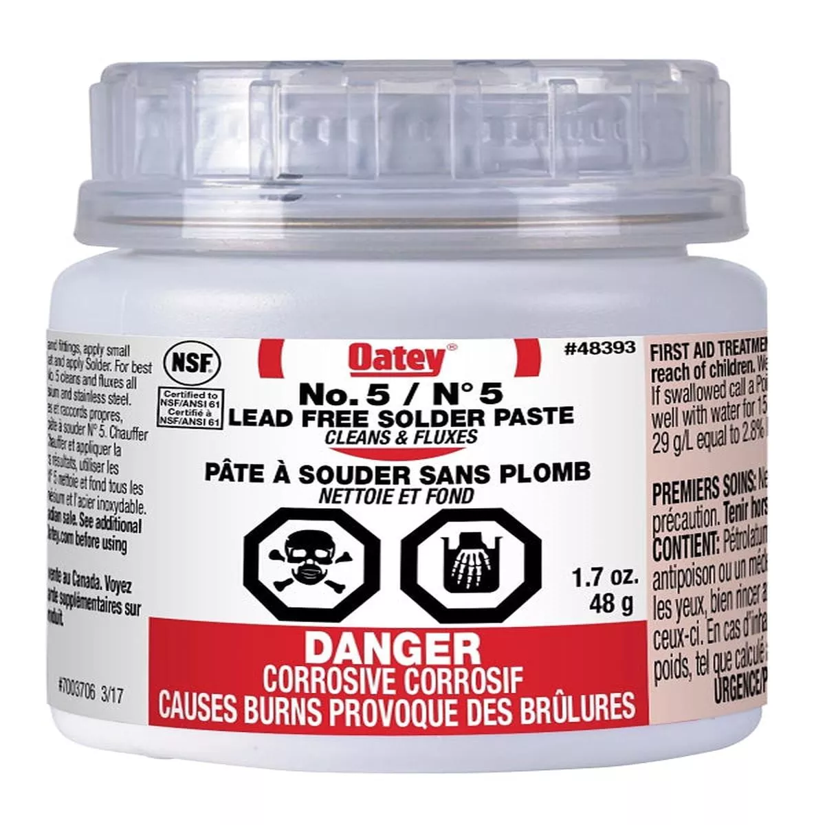 Oatey 48393 Flux, 1.7 oz, Solid/Paste, Amber